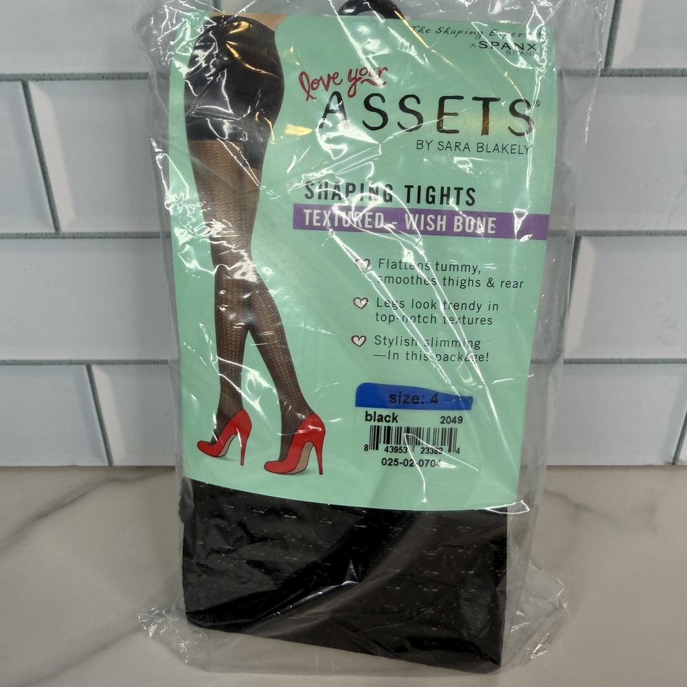 Spanx Love Your Assets Leggings Womens Size 4 Black Textured Wish Bone Shaping